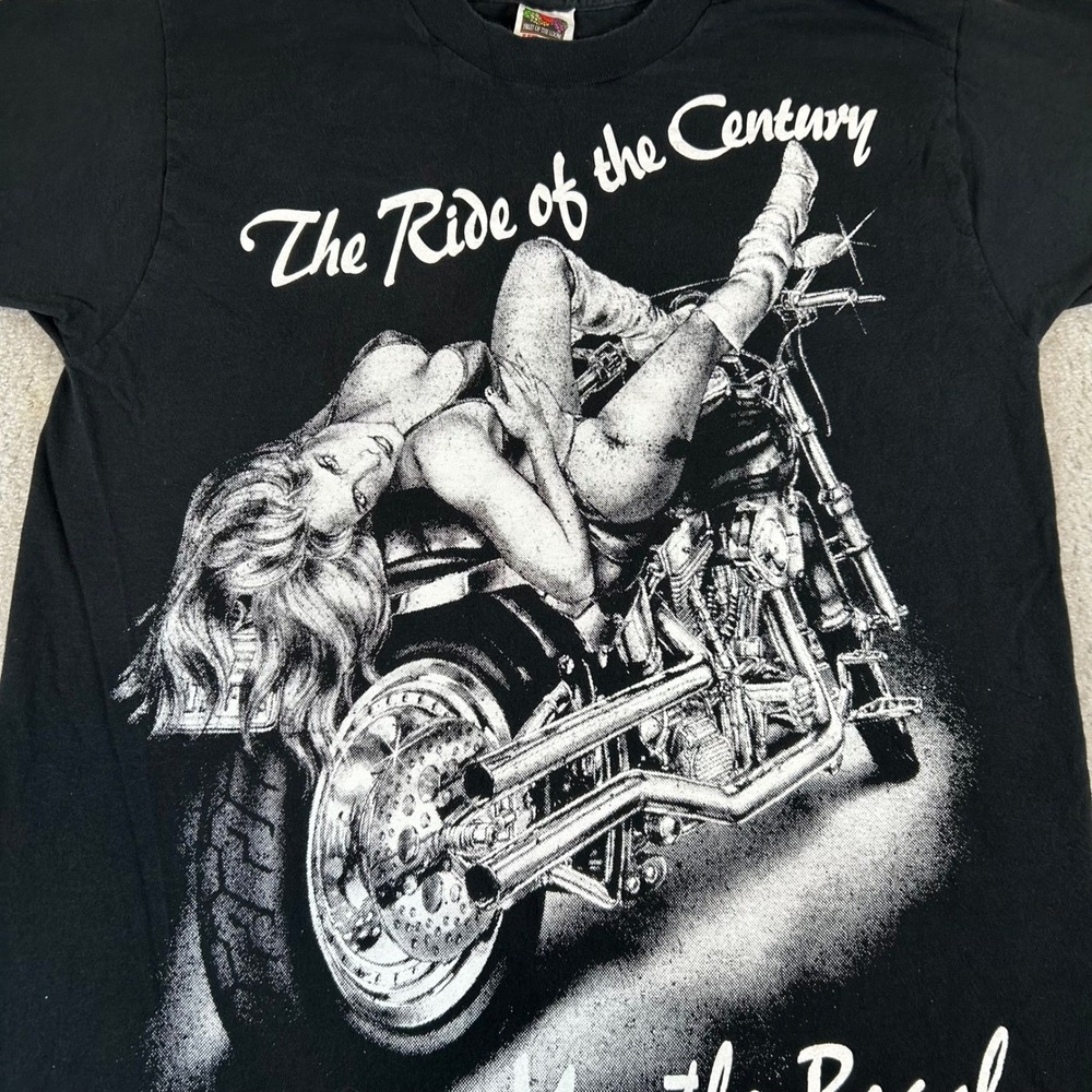 Vintage 1999 Myrtle Beach Spring Rally T-Shirt Men's L Black Ride of the Century - Picture 2 of 12